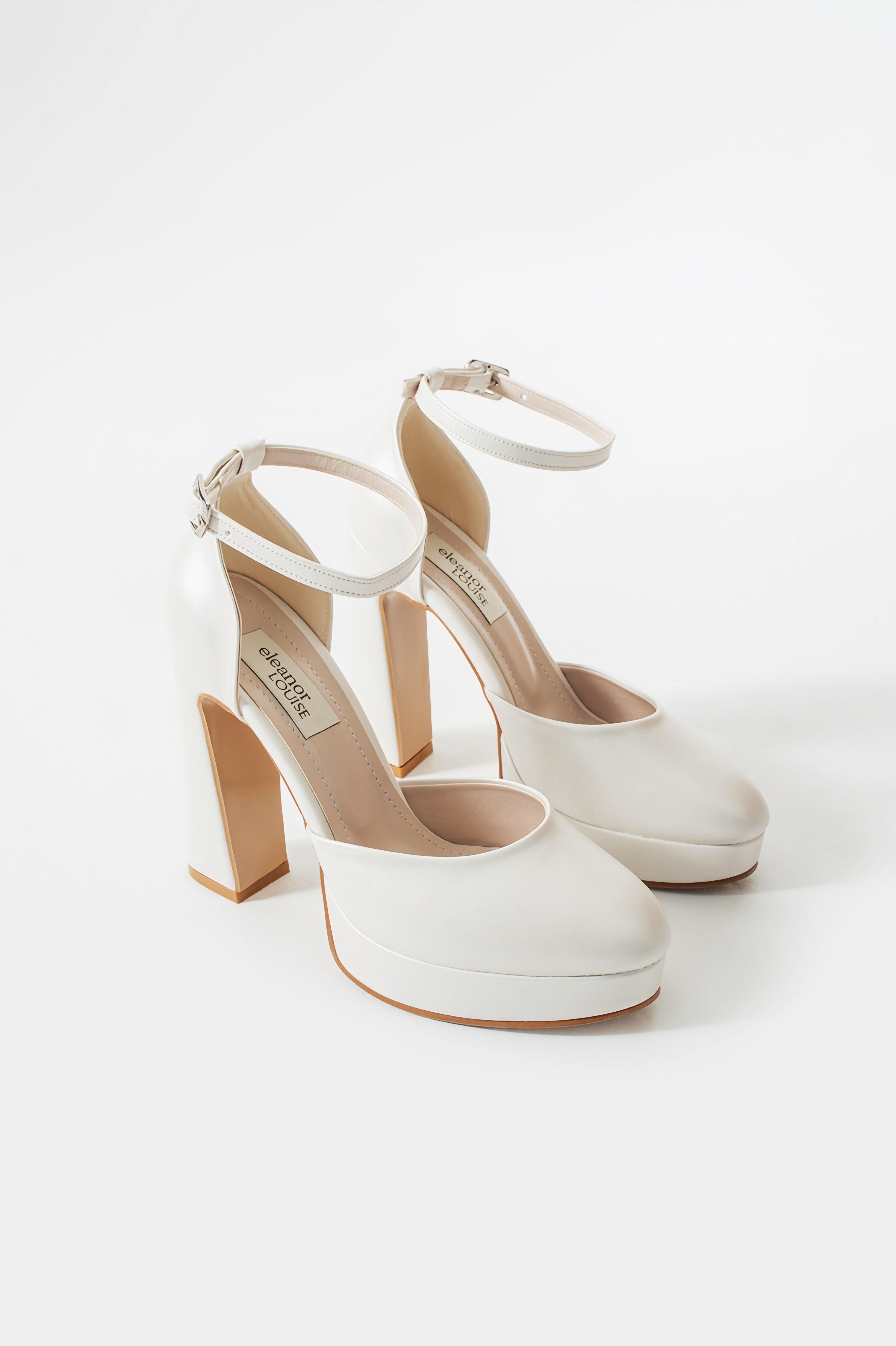 Ursula | Ivory Platform Block Heels