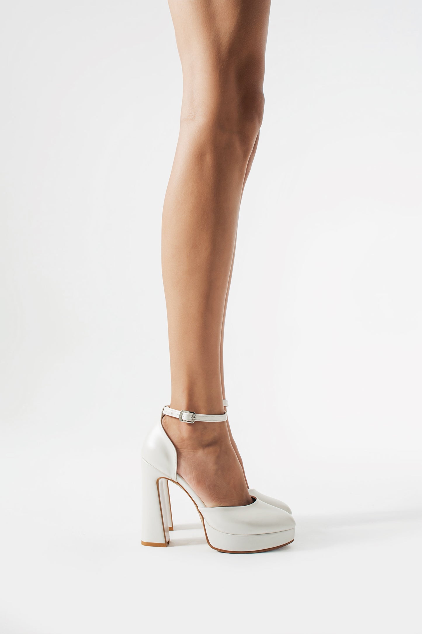 Ursula | Ivory Platform Block Heels