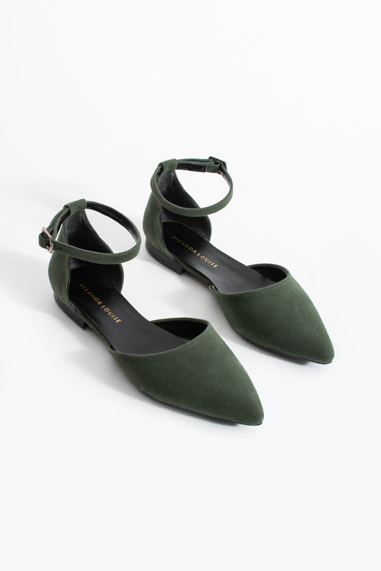Hilda | Sage Green Suede Flats