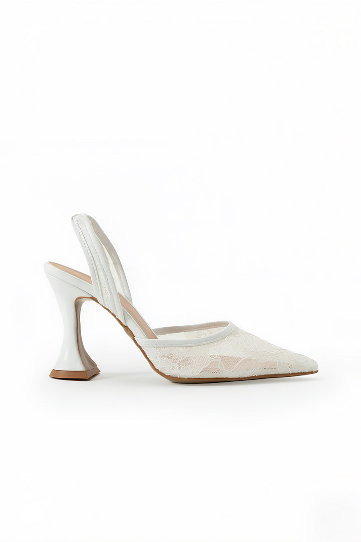 Winona | Ivory Lace Slingback High Heels