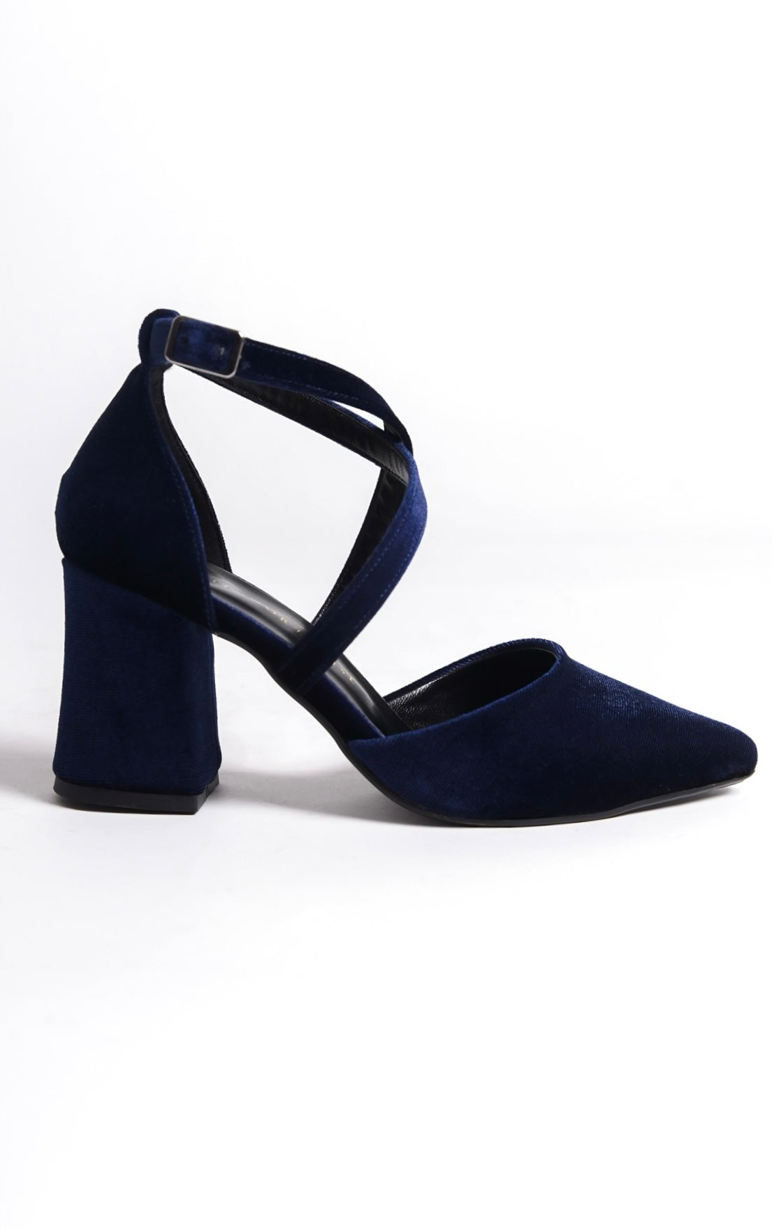 Ianthe | Navy Velvet Criss Cross Heels