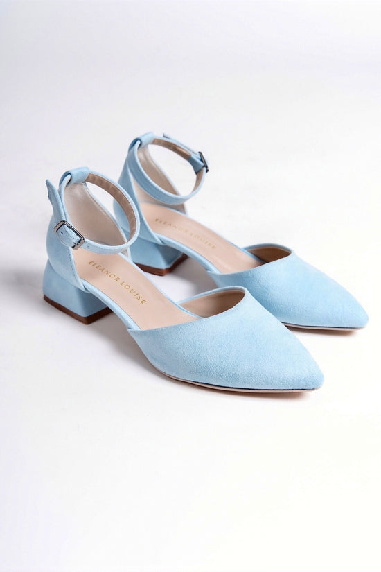 Aurora | Baby Blue Suede Low Heels