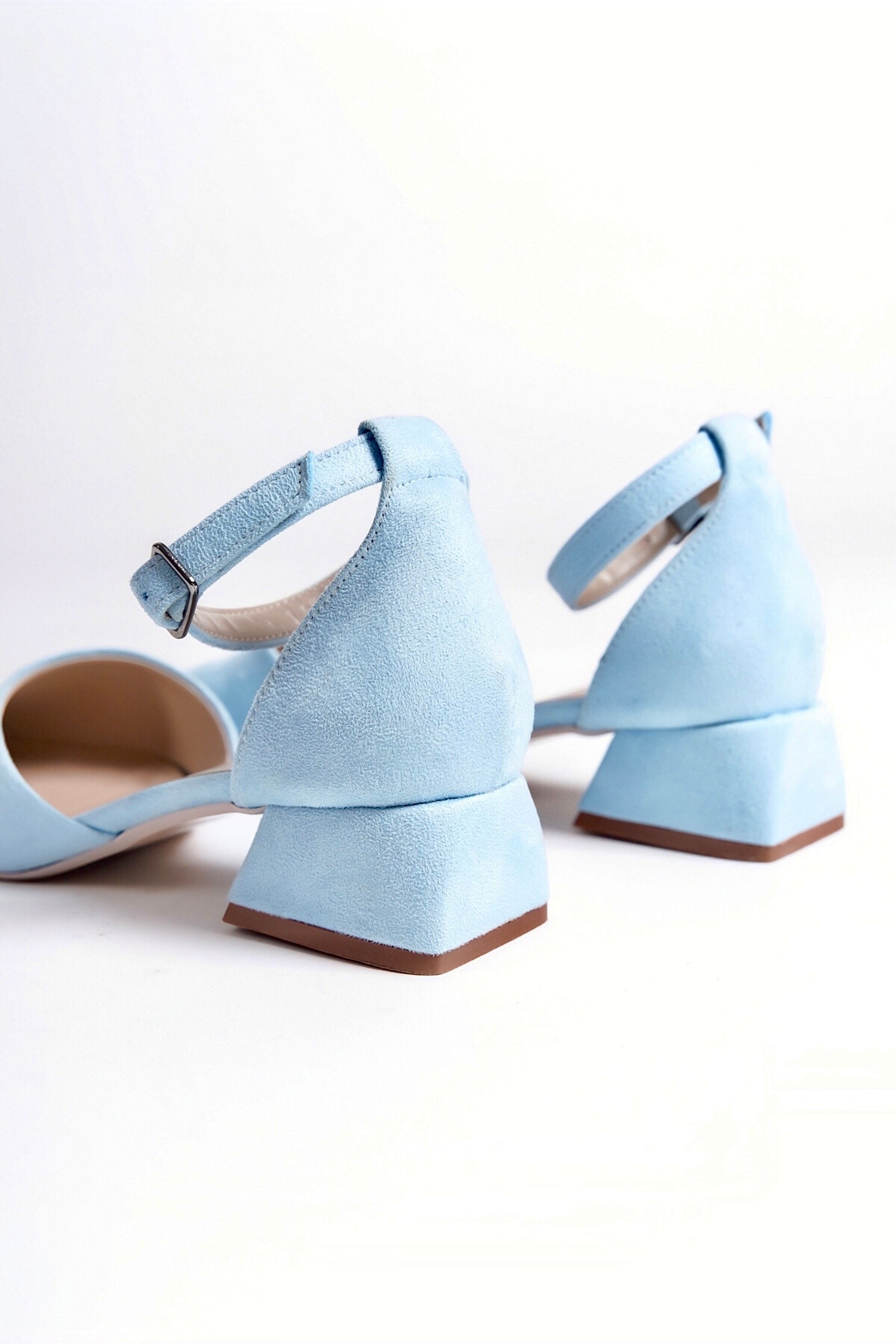 Aurora | Baby Blue Suede Low Heels