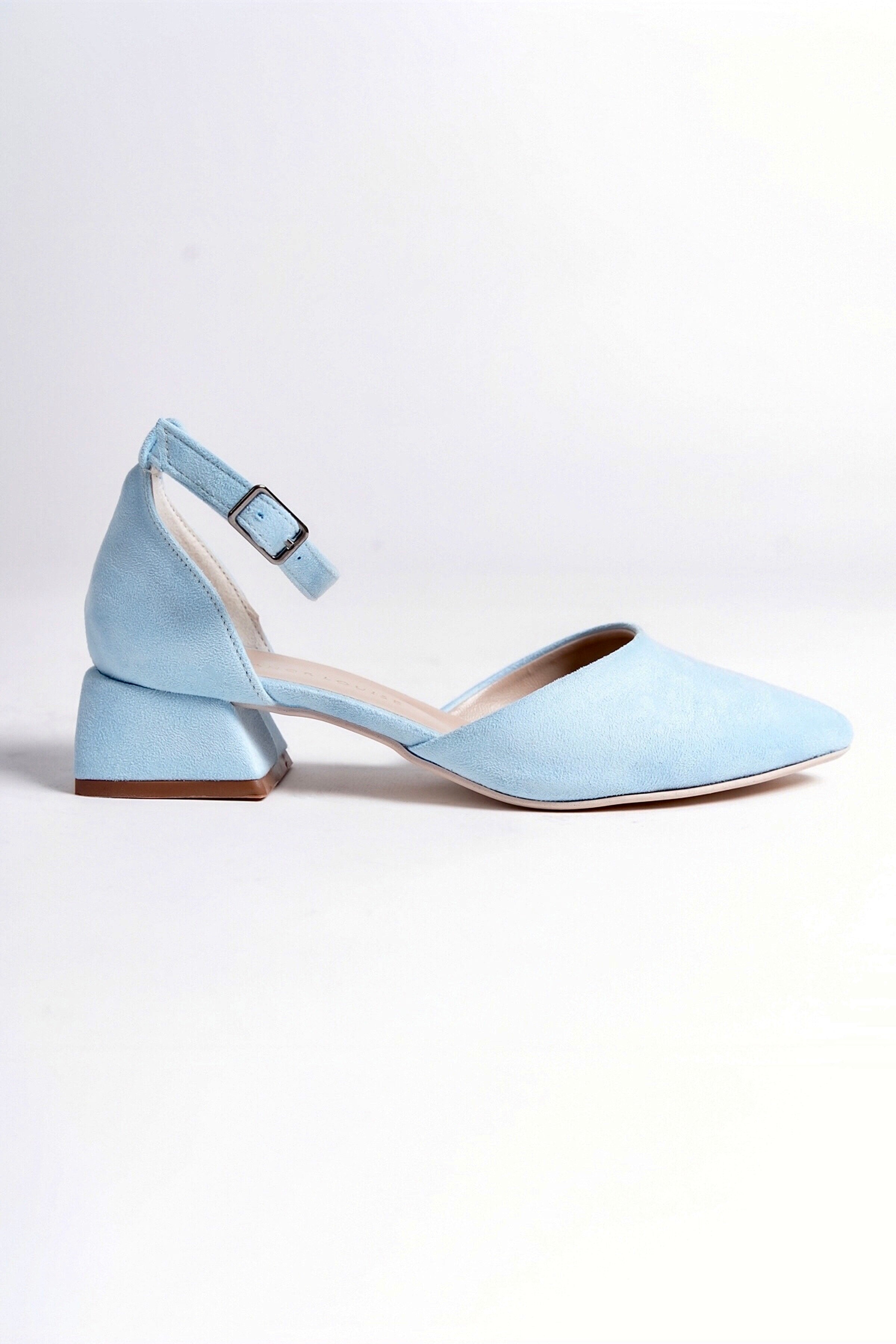 Aurora | Baby Blue Suede Low Heels