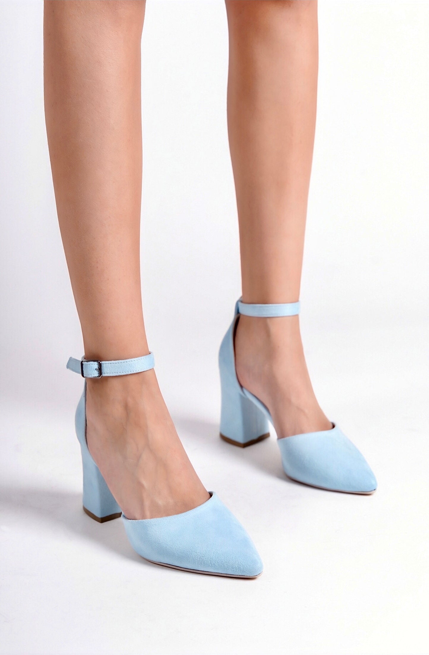 Mariposa | Baby Blue Suede High Heels