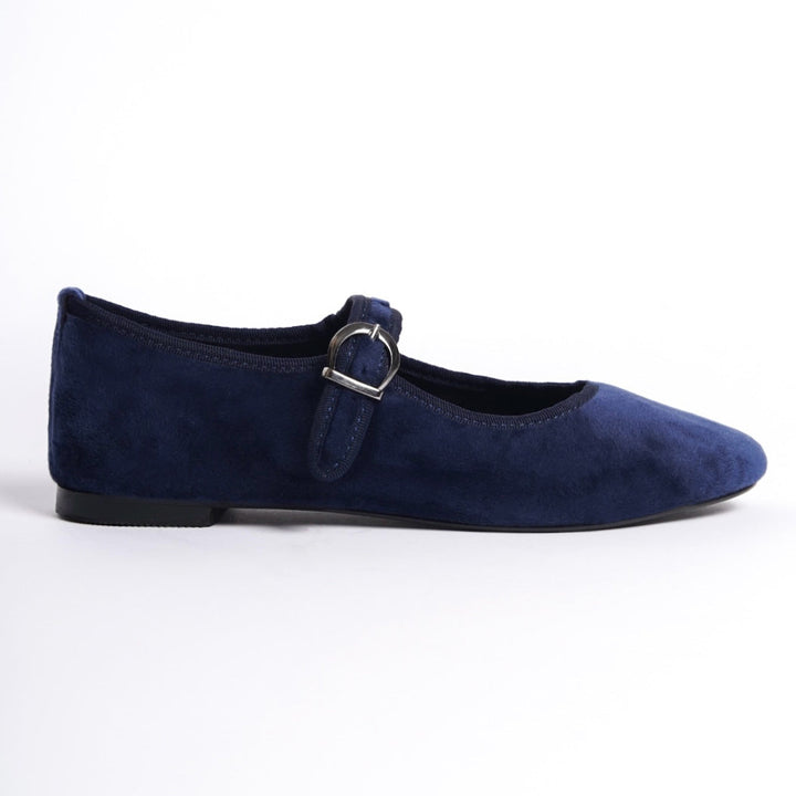 Rie | Navy Velvet Mary Janes