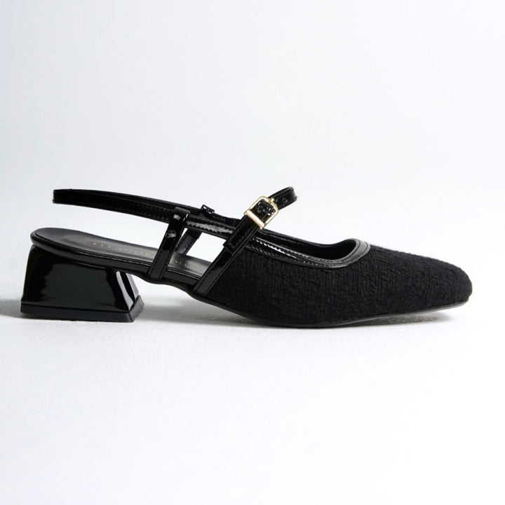 Tove | Black Linen Mary Janes