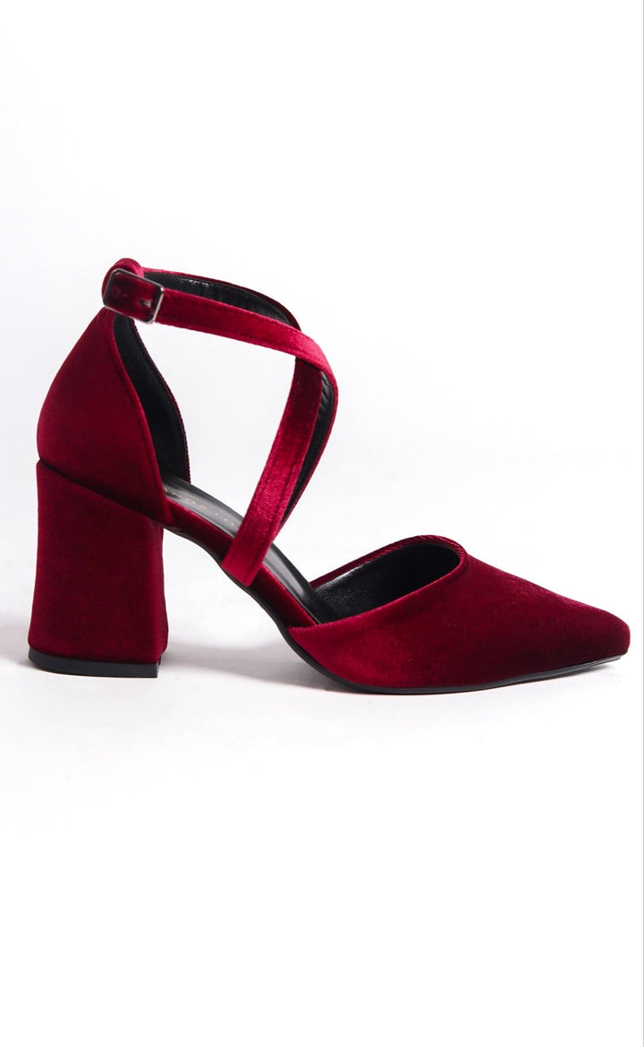 Jocasta | Burgundy Velvet High Heels