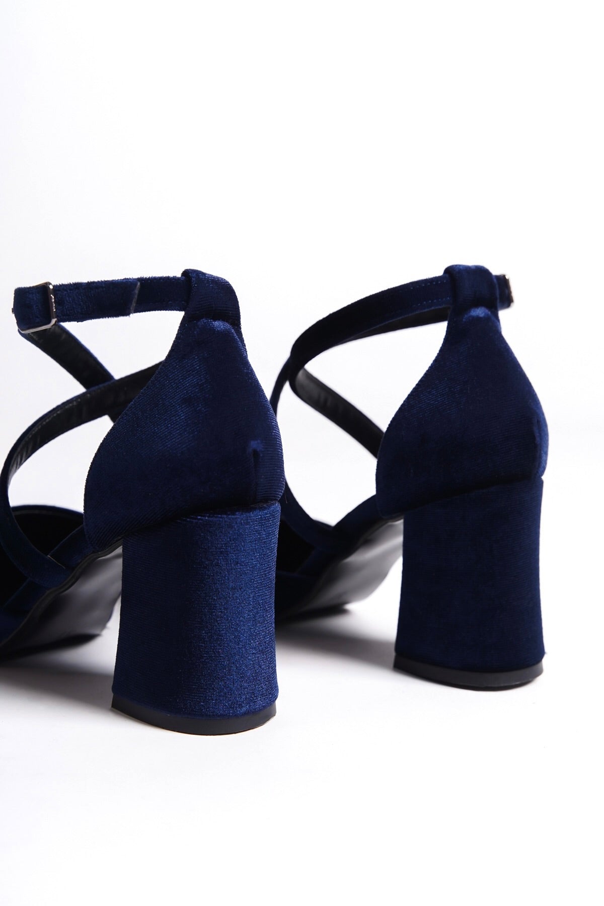 Ianthe | Navy Velvet Criss Cross Heels