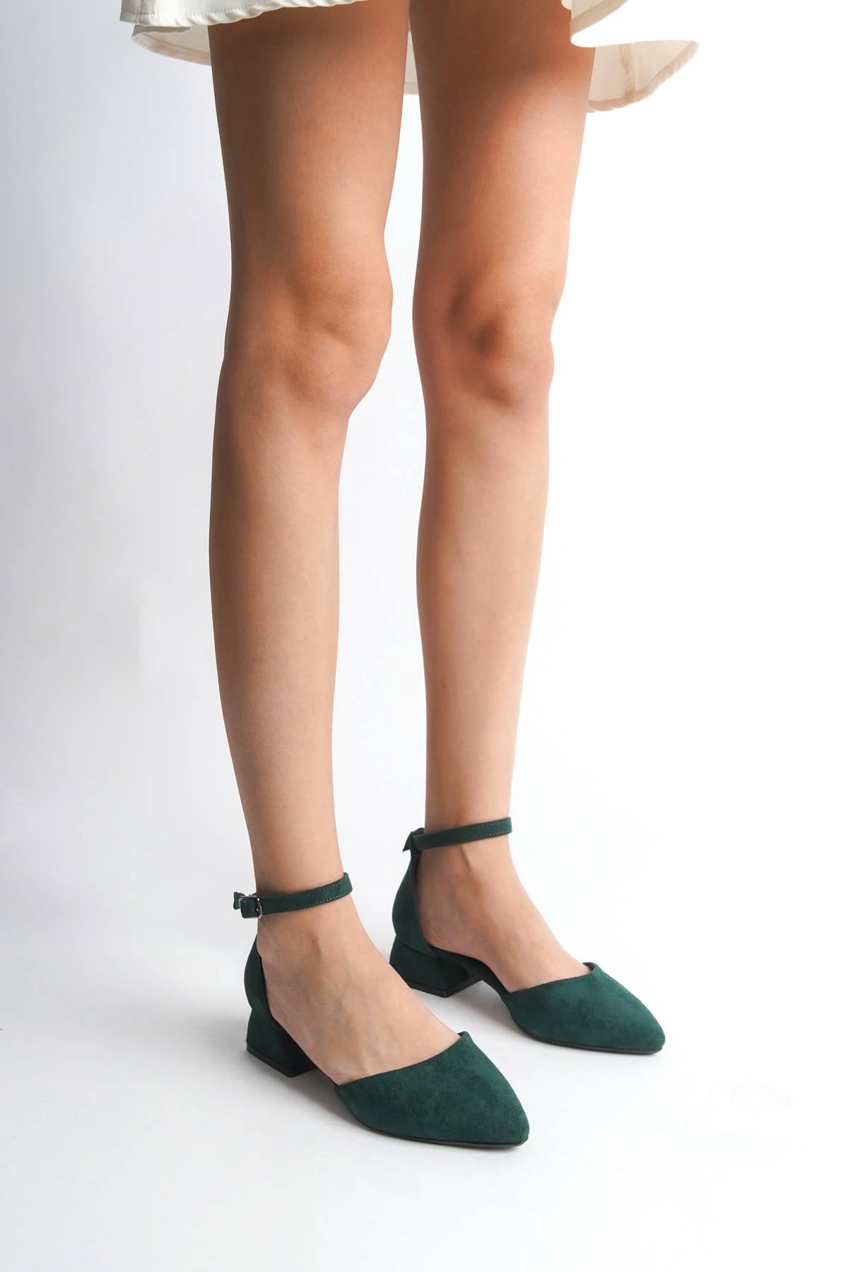 Ottilie | Emerald Green Suede Low Heels