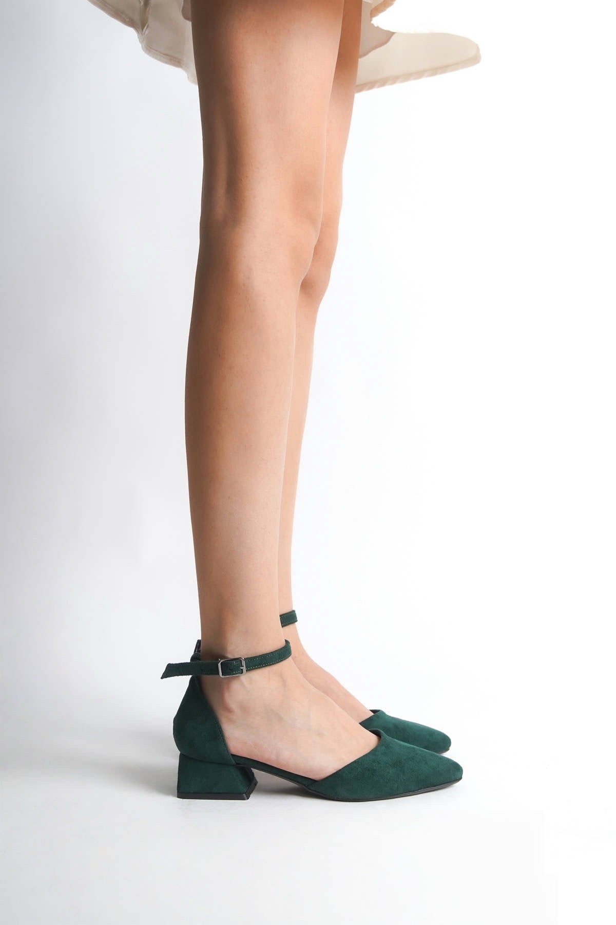 Ottilie | Emerald Green Suede Low Heels