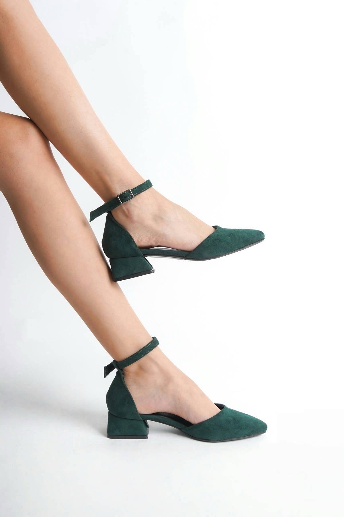 Ottilie | Emerald Green Suede Low Heels