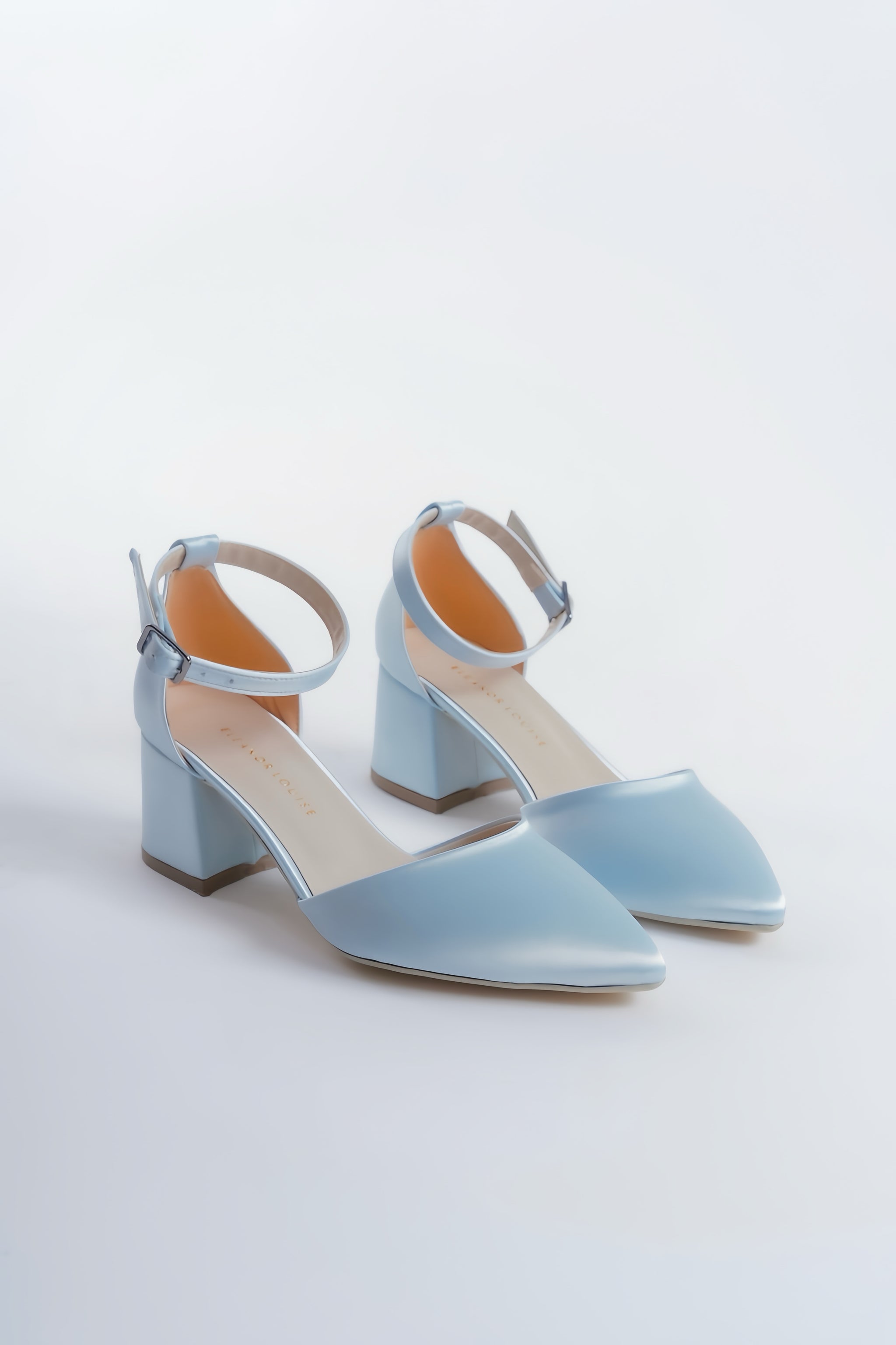 Anicia | Baby Blue Satin Mid Heels