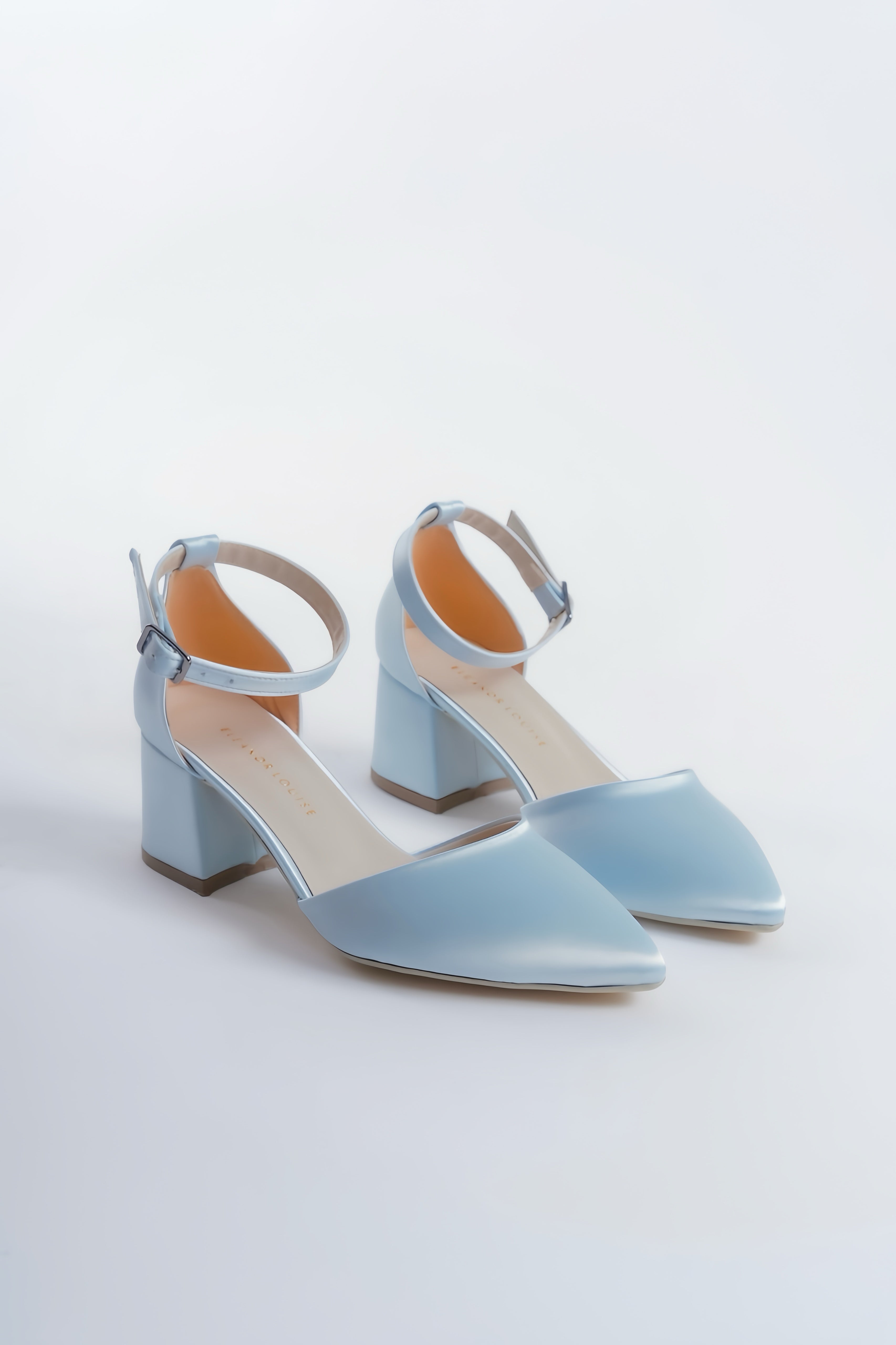 Anicia | Baby Blue Satin Mid Heels