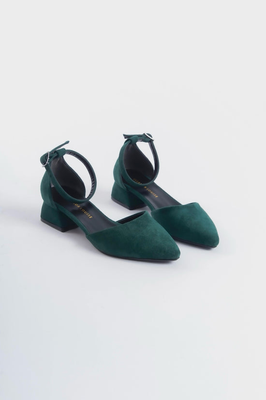 Ottilie | Emerald Green Suede Low Heels