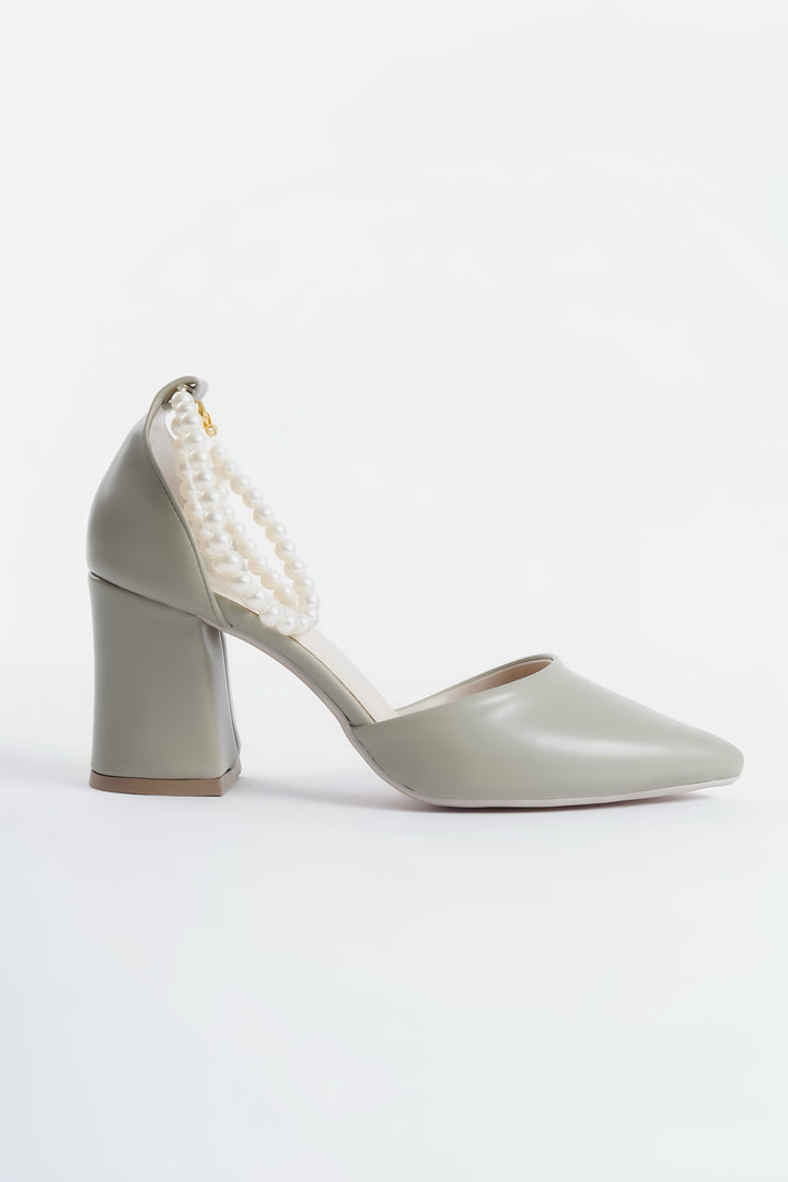 Eden | Sage Green High Heels with Pearls
