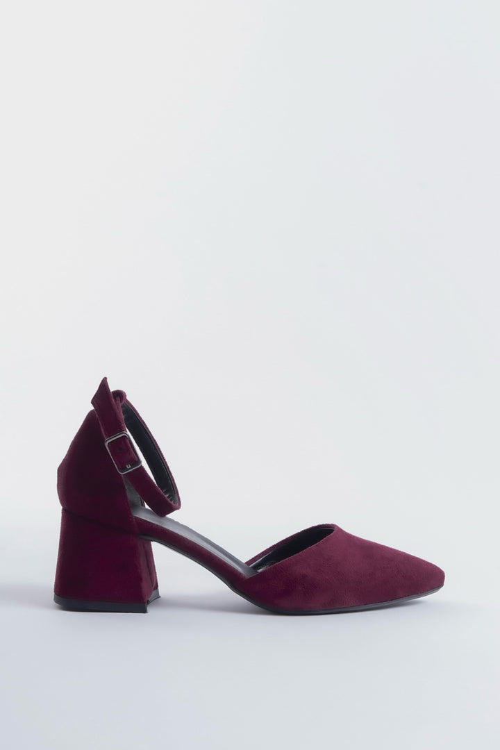 Anais | Burgundy Suede Mid Heels
