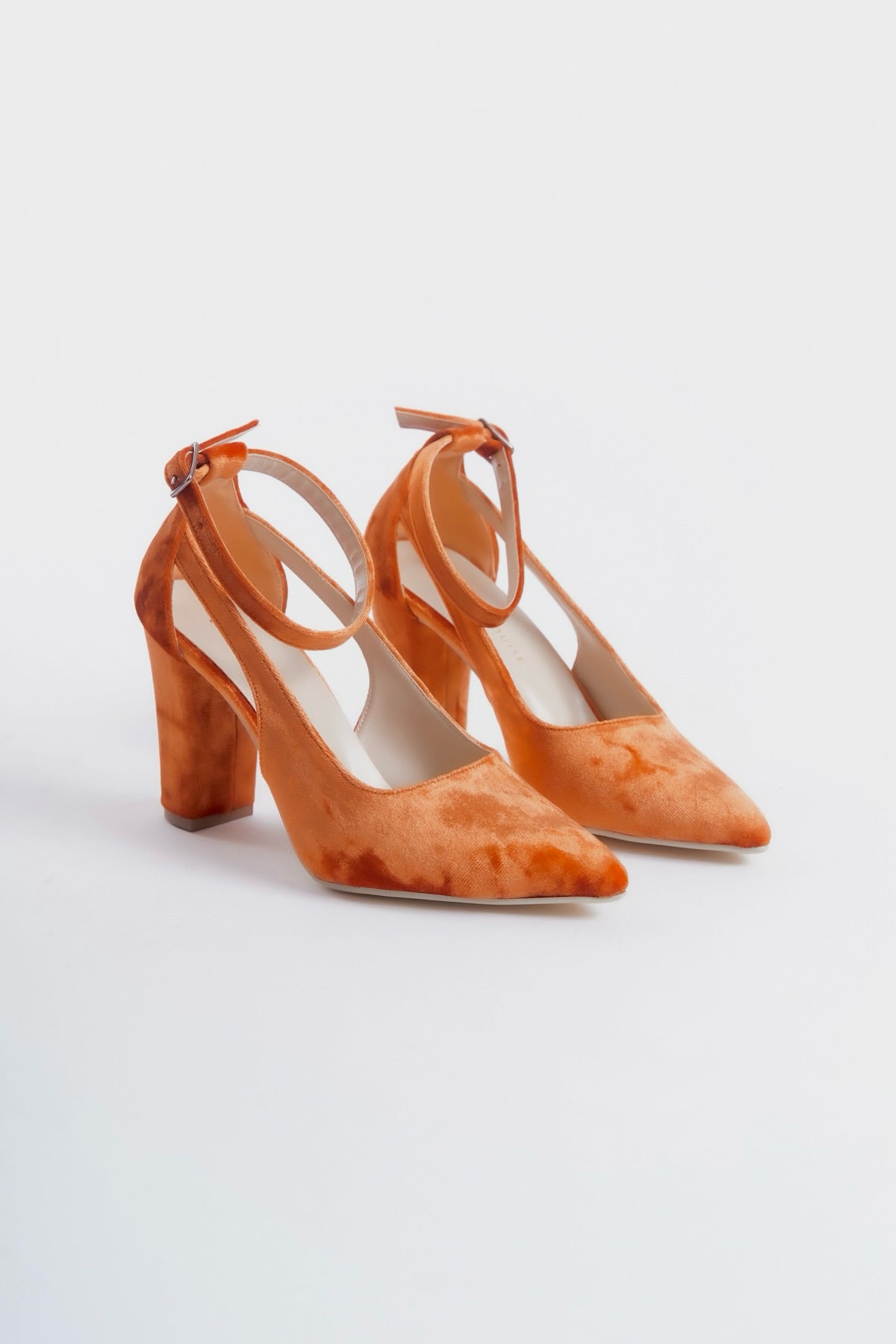 Larissa | Orange Velvet High Heels