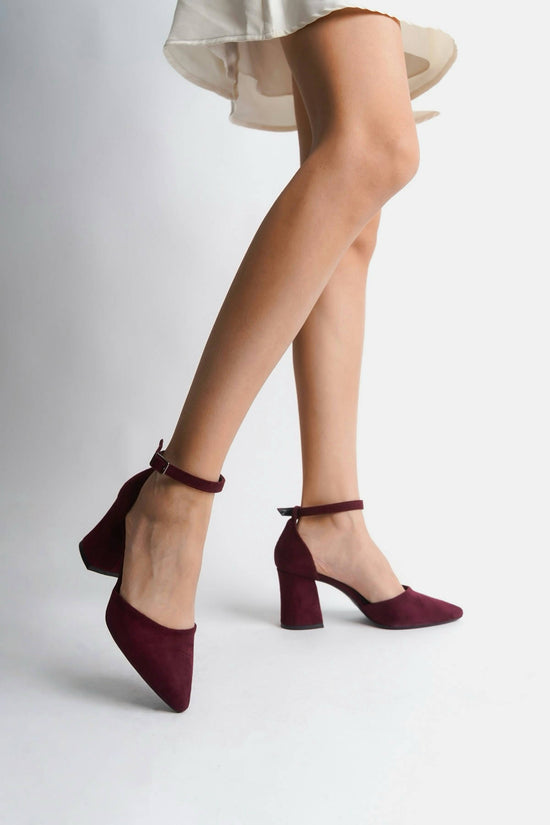 Margery | Burgundy Suede High Heels