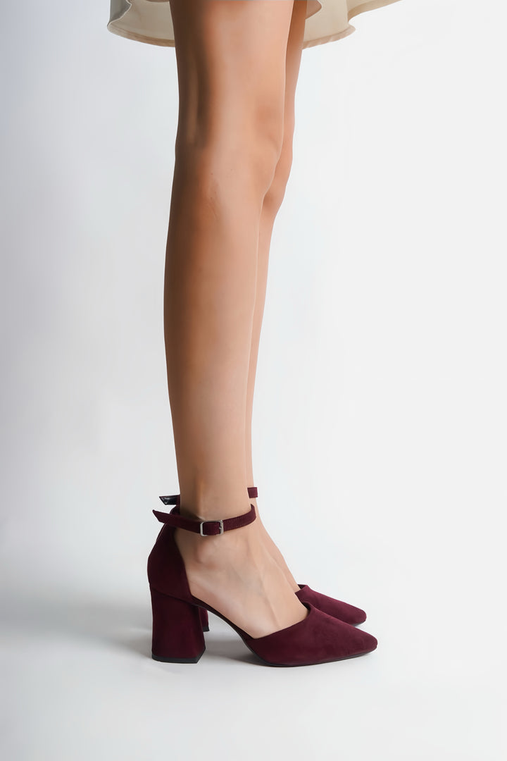 Margery | Burgundy Suede High Heels