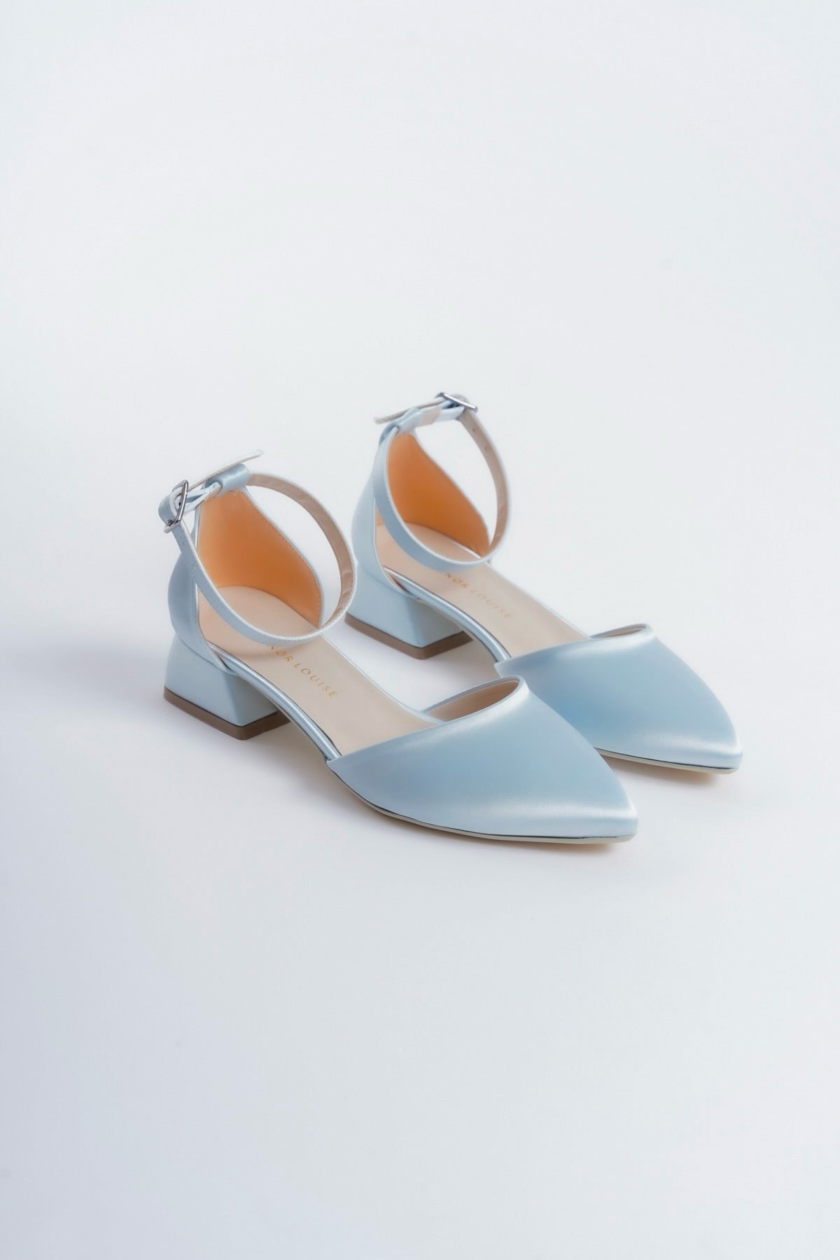 Liza | Baby Blue Satin Low Heels