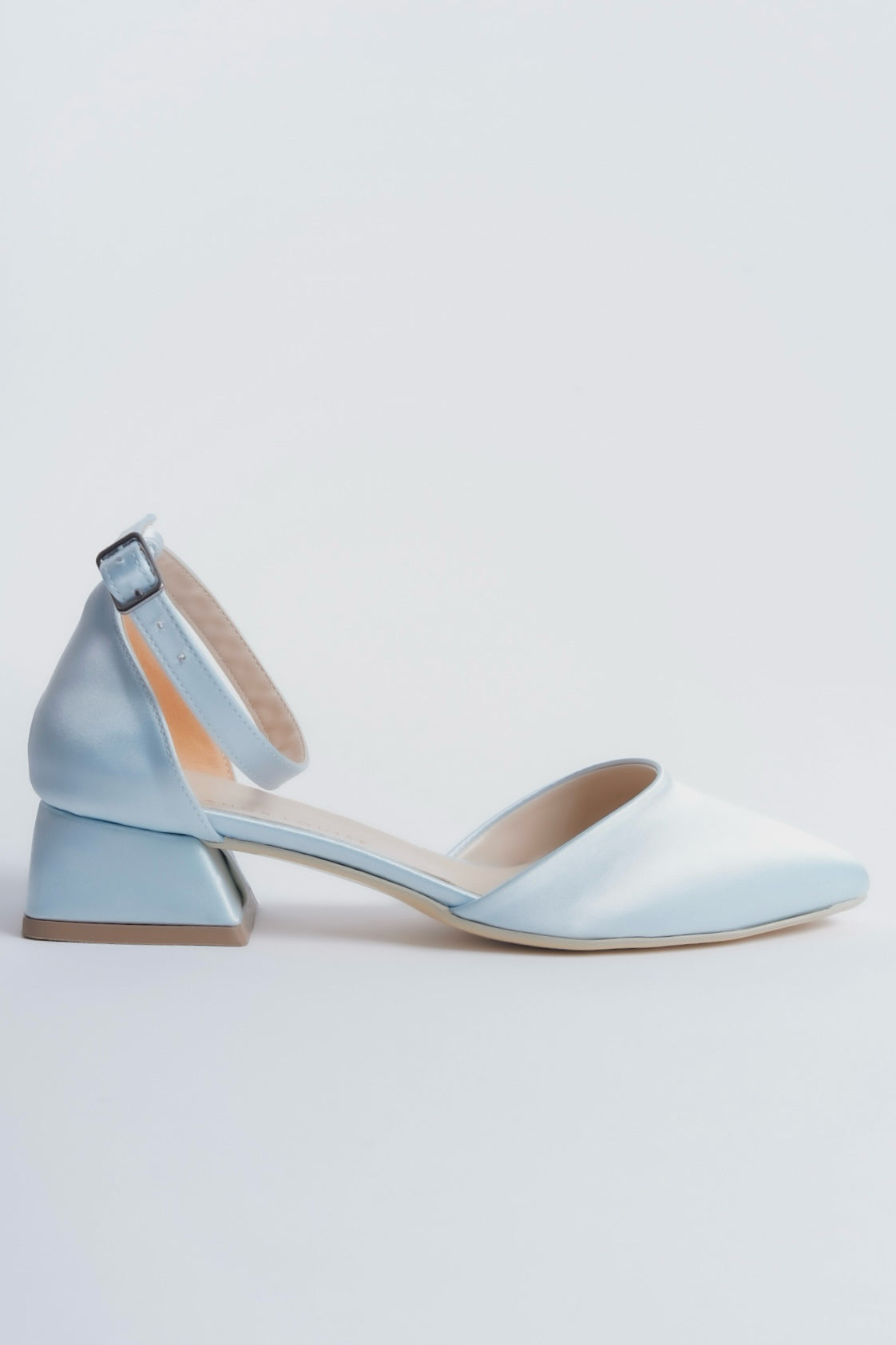 Liza | Baby Blue Satin Low Heels