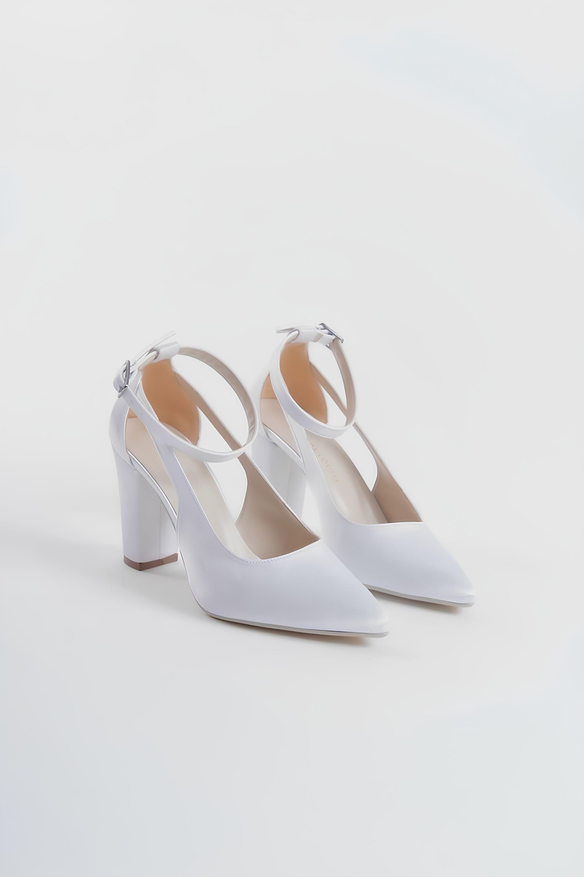 Dione | White Satin High Heels