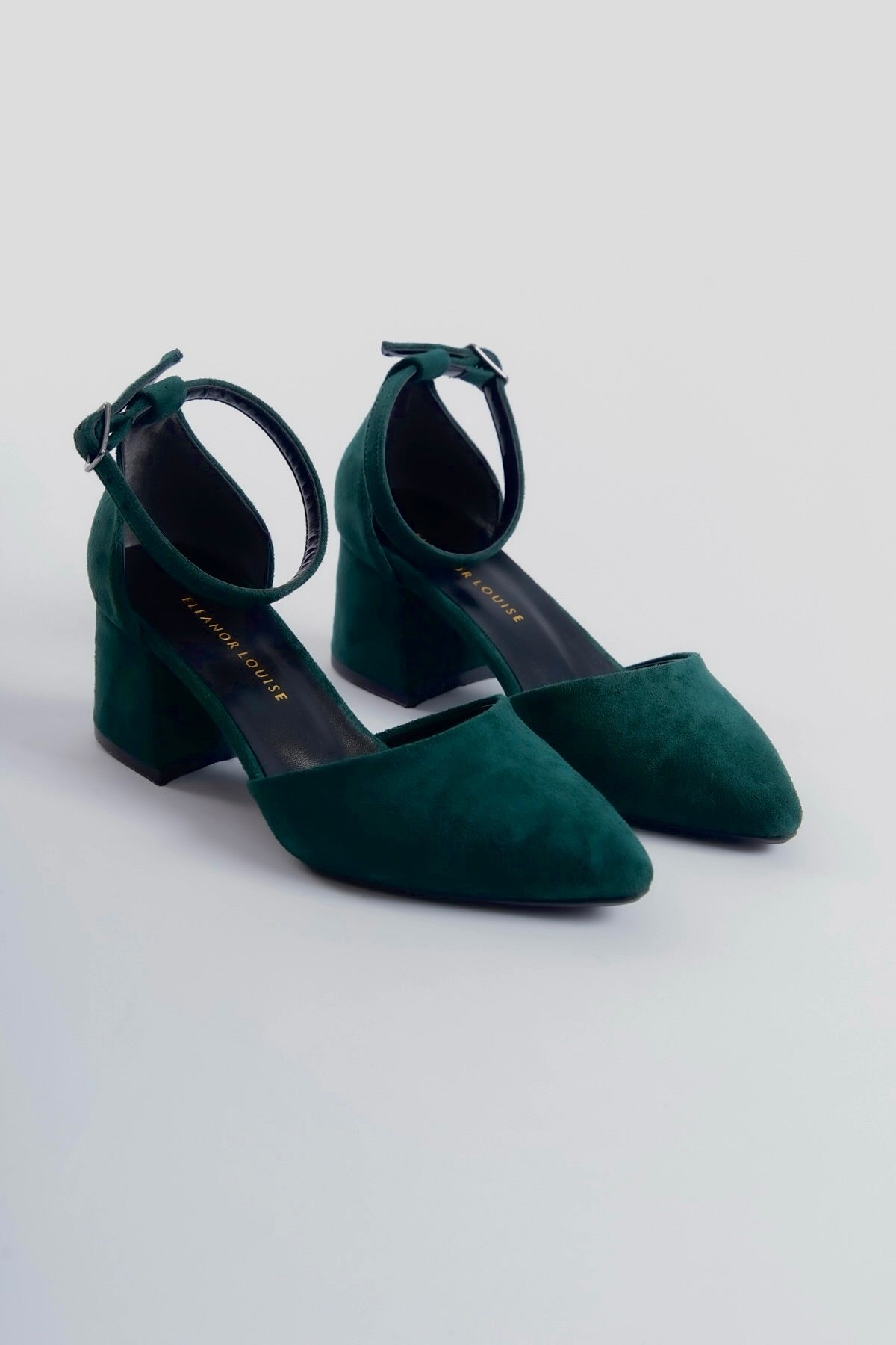 Regina | Emerald Green Suede Mid Heels