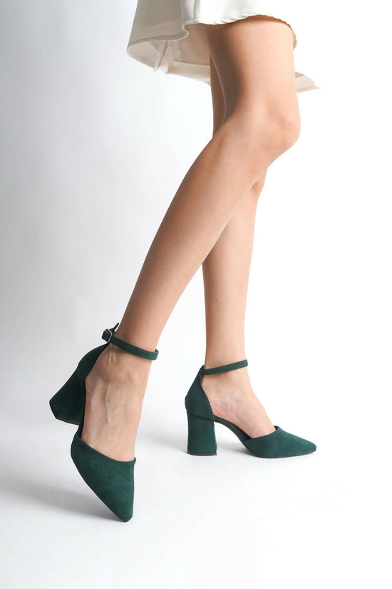 Wren | Emerald Green Suede High Heels