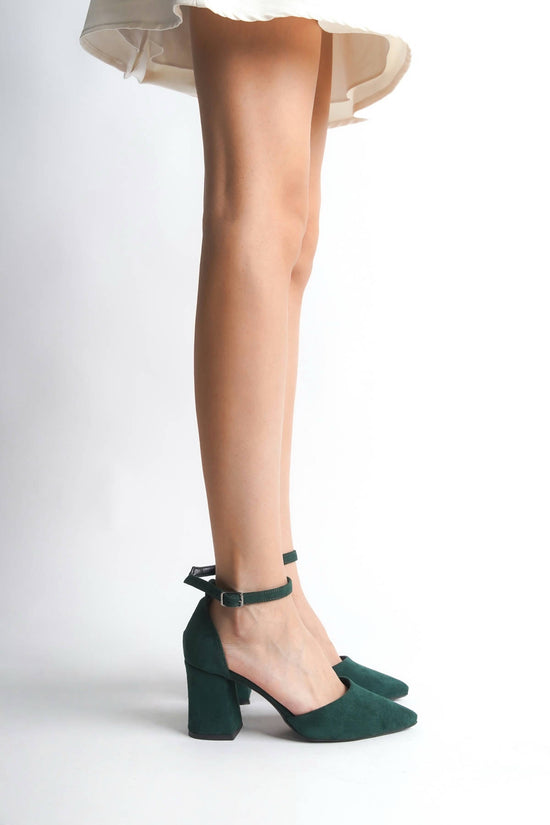 Wren | Emerald Green Suede High Heels