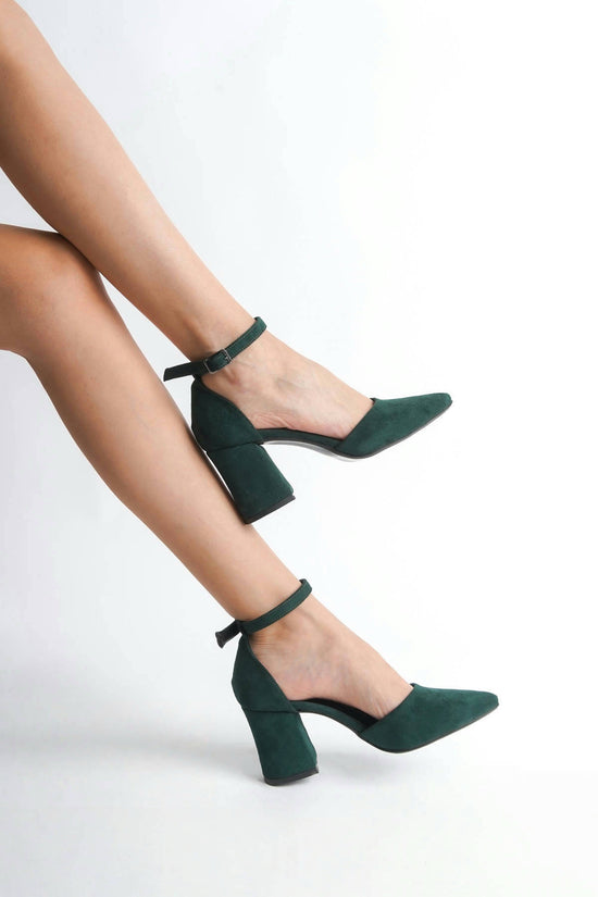 Wren | Emerald Green Suede High Heels