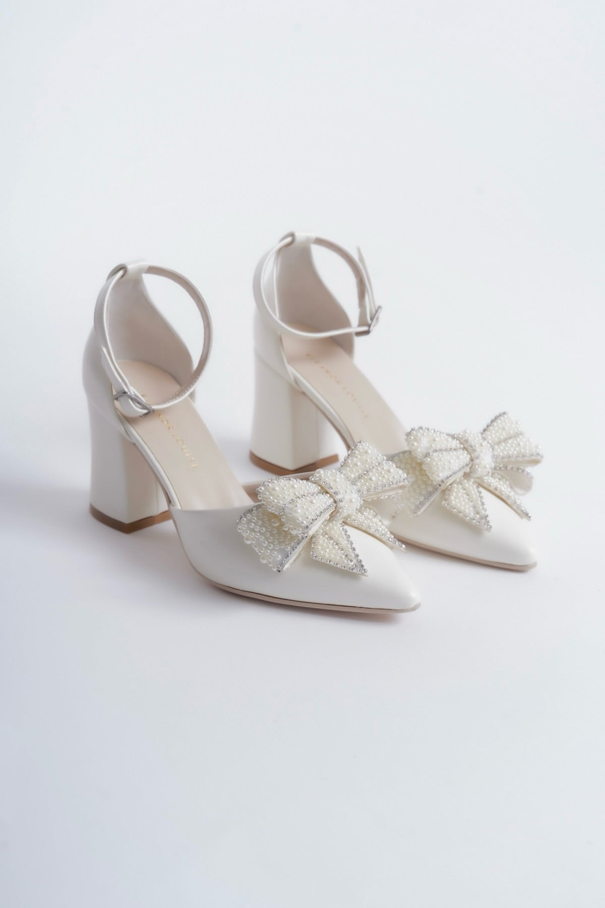 Myra | Ivory Bow Tie Rhinestone Embellished High Heels