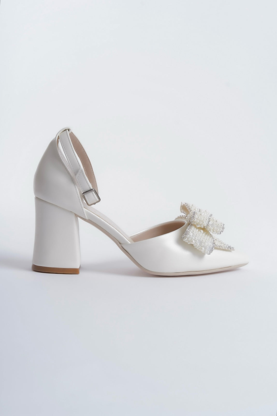 Myra | Ivory Bow Tie Rhinestone Embellished High Heels