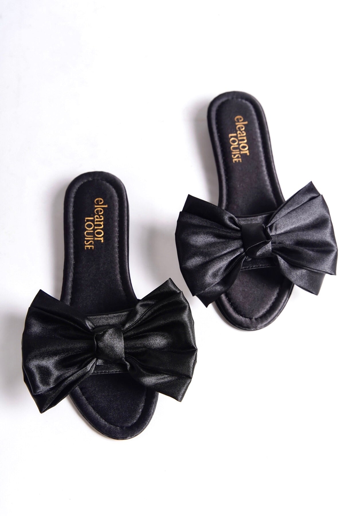 Isadora | Black Satin Bow Mule