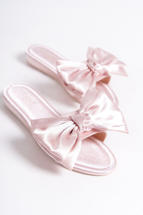 Eudora | Pink Satin Bow Mule