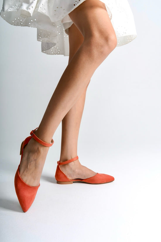 Eir | Orange Suede Flats