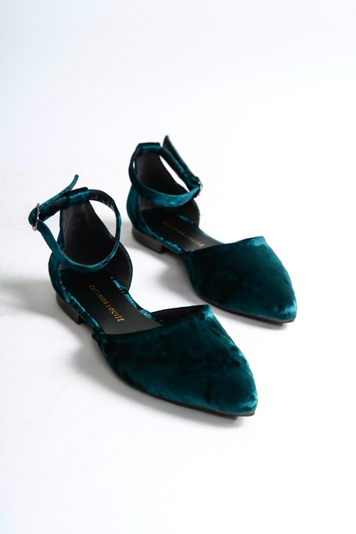 Hel | Emerald Green Velvet Flats