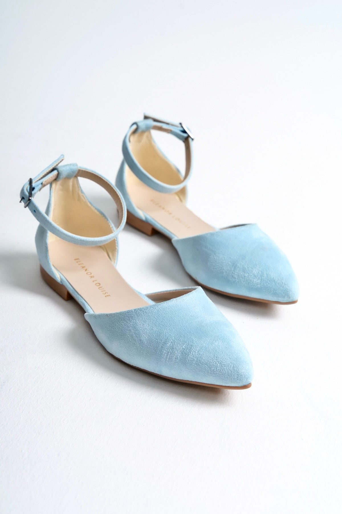 Azura | Baby Blue Suede Flats