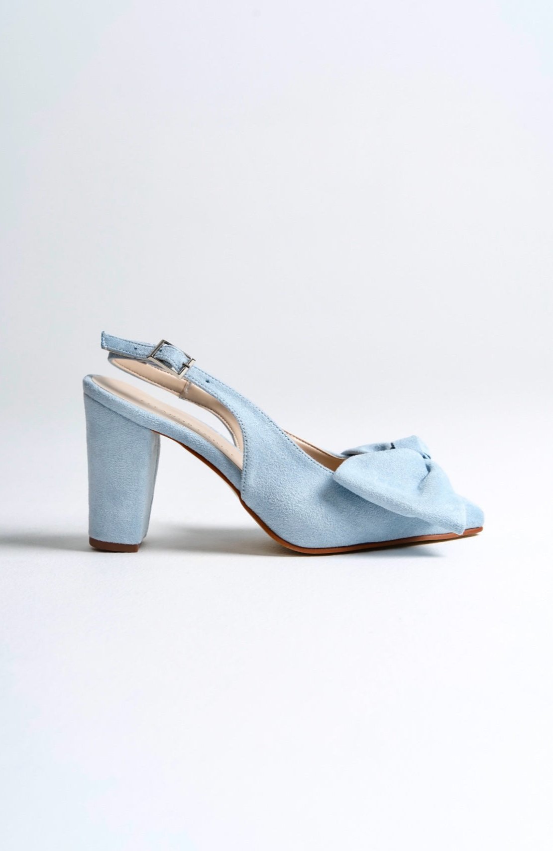 Felicia | Baby Blue Suede Bow Tie Slingback Heels