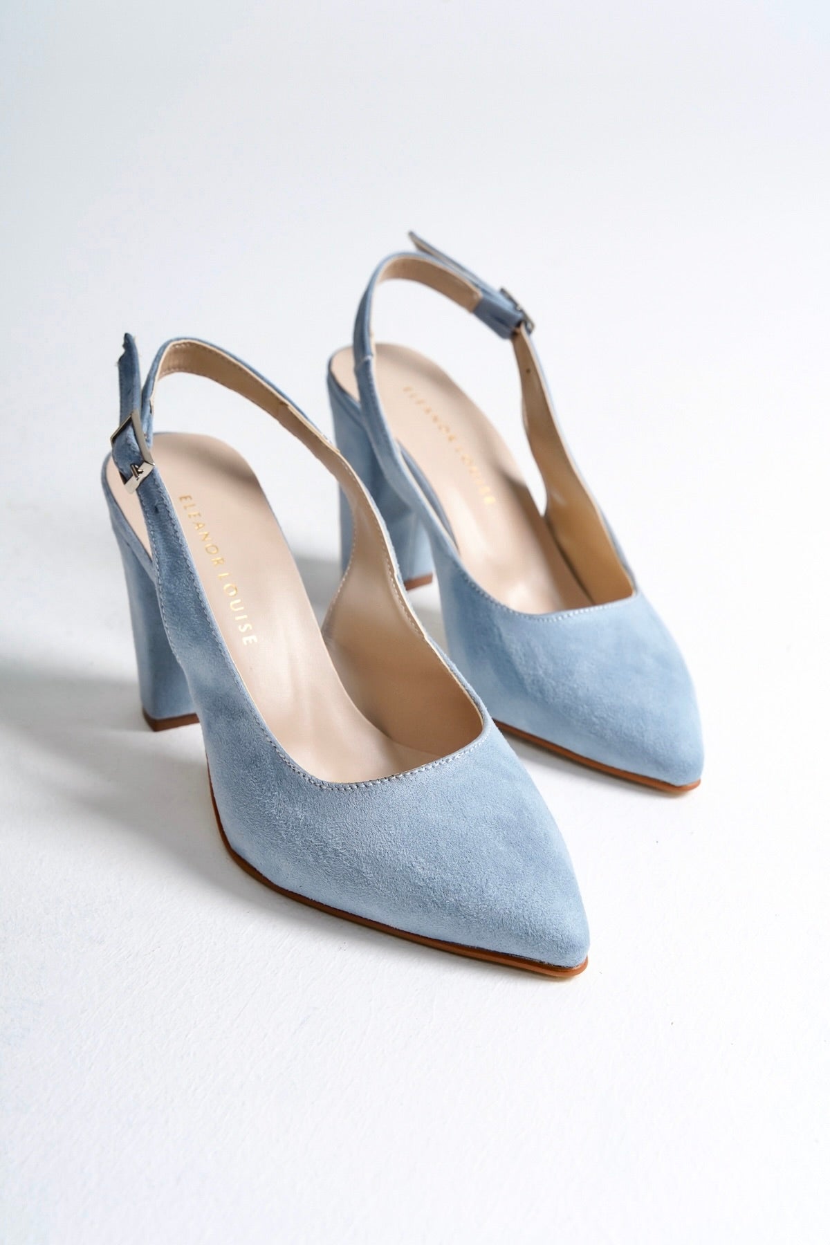 Freydis | Baby Blue Suede Slingback Heels