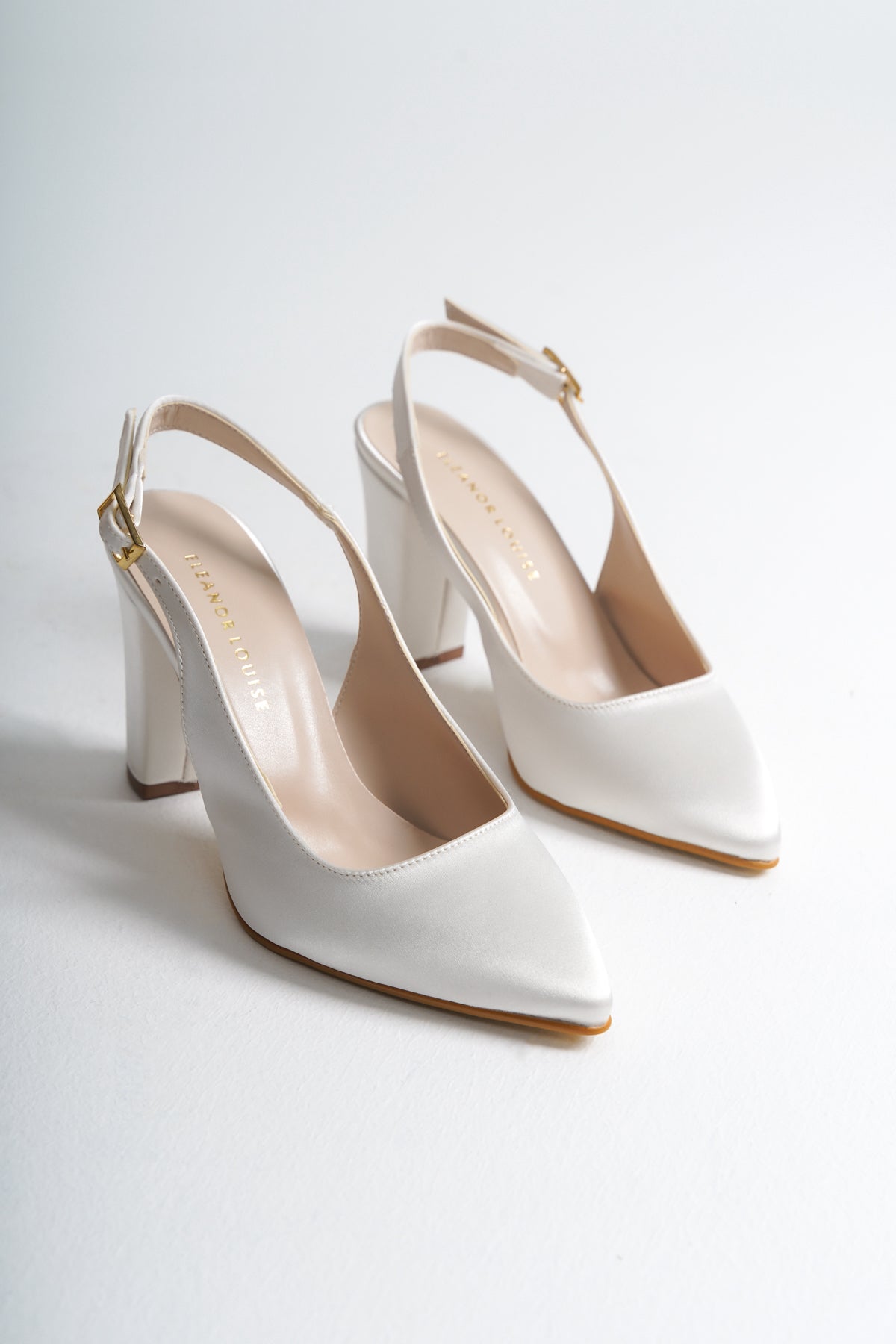 Cleo | Ivory Satin Slingback Heels