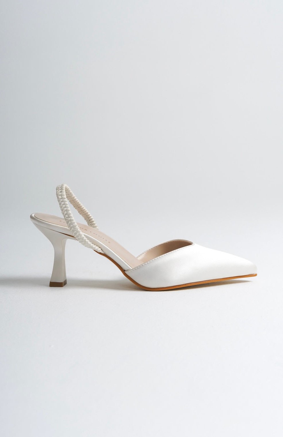 Angelica | Ivory Satin Slingback Heels