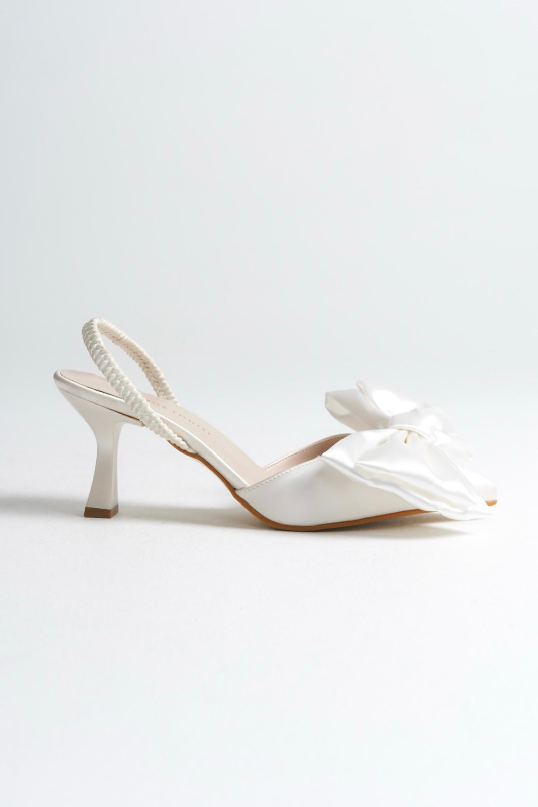 Eulalia | Ivory Satin Bow Tie Slingback Heels