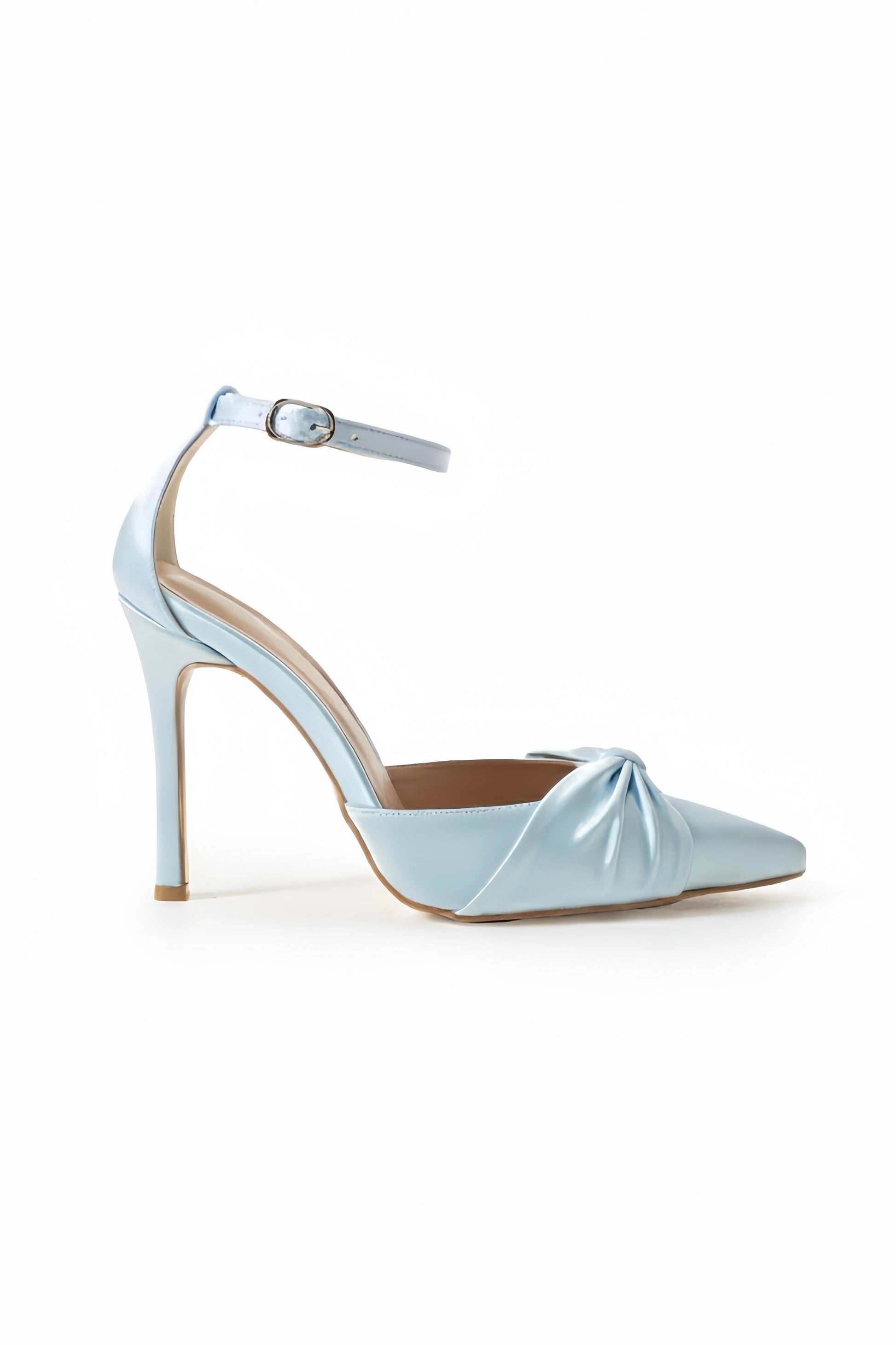 Bella | Baby Blue Satin High Heels with Bow