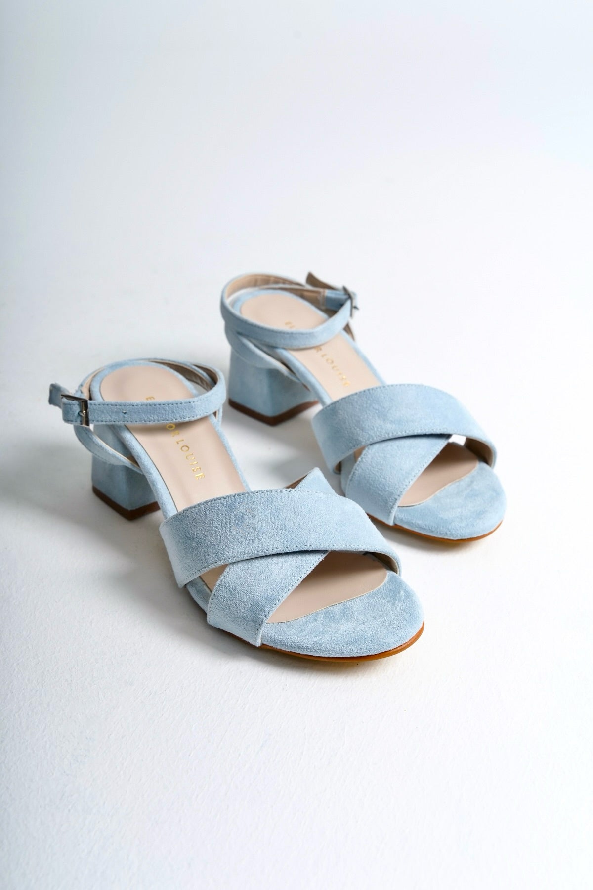 Sabina | Baby Blue Suede Mid Heel Sandals