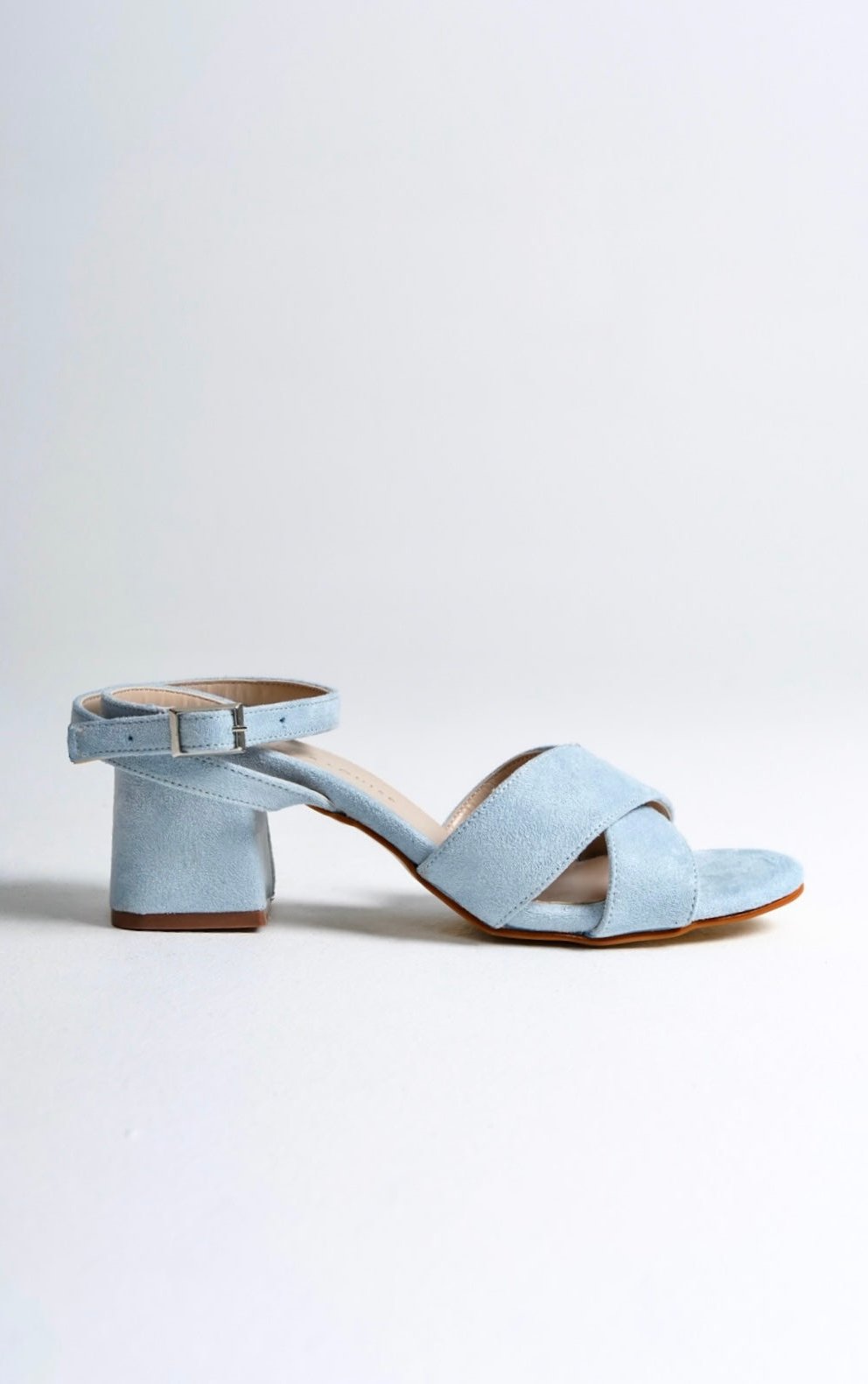 Sabina | Baby Blue Suede Mid Heel Sandals