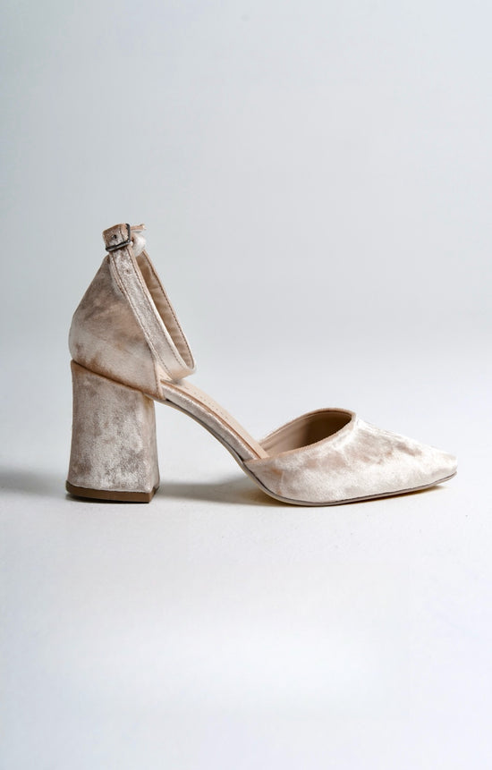 Loretta | Beige Velvet High Heels