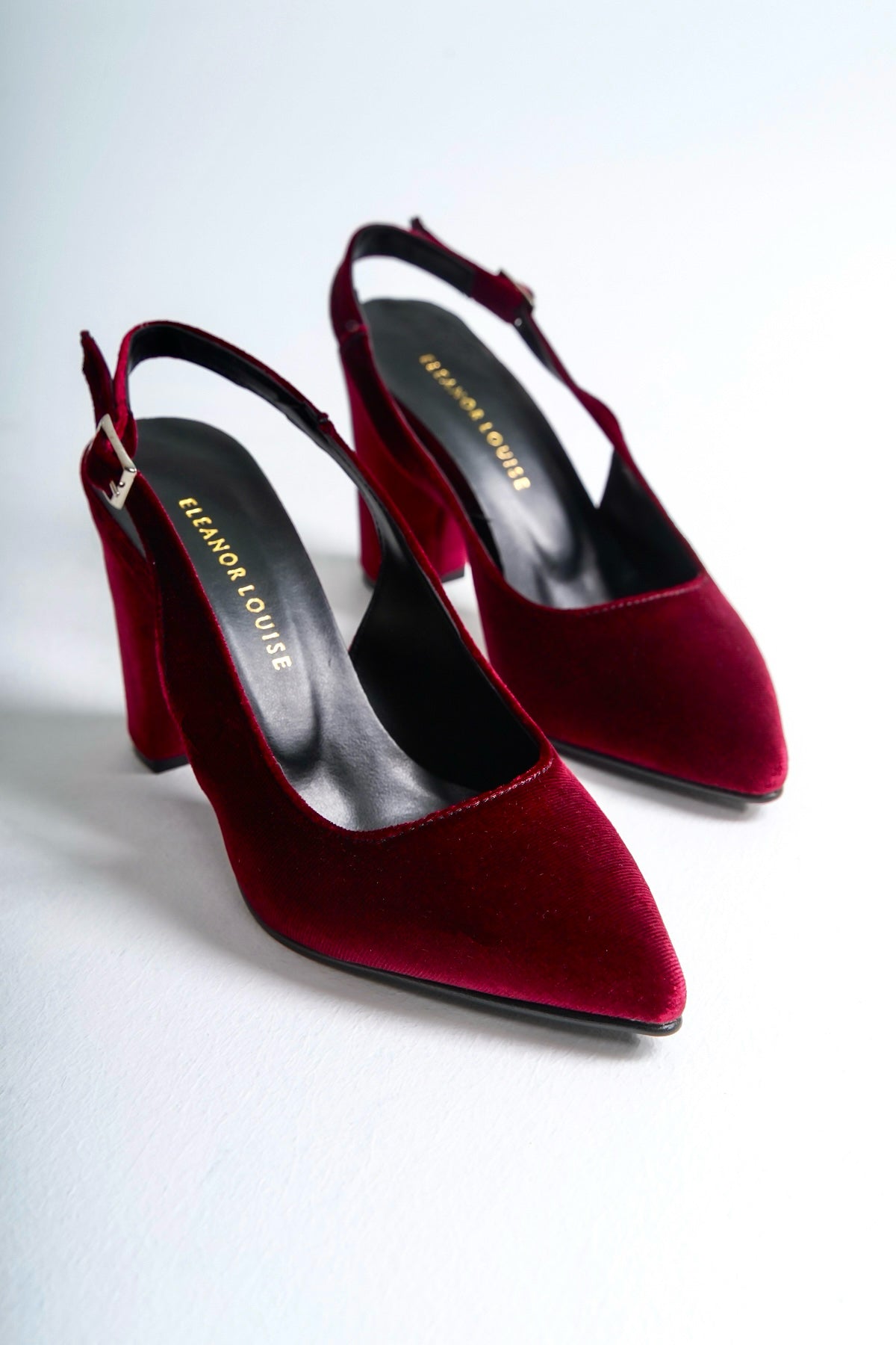 Runa | Burgundy Velvet Slingback High Heels