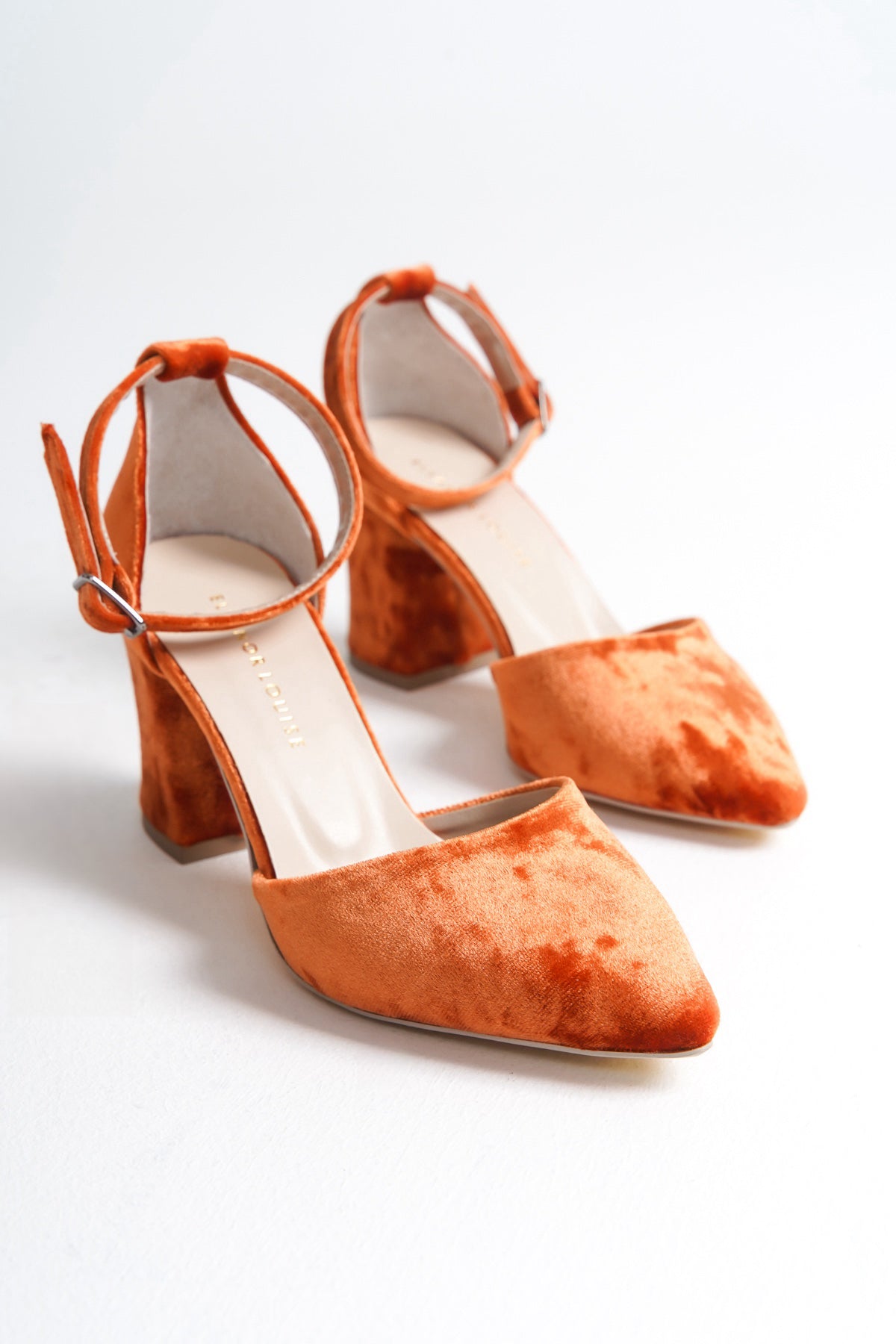 Olivia | Orange Velvet High Heels