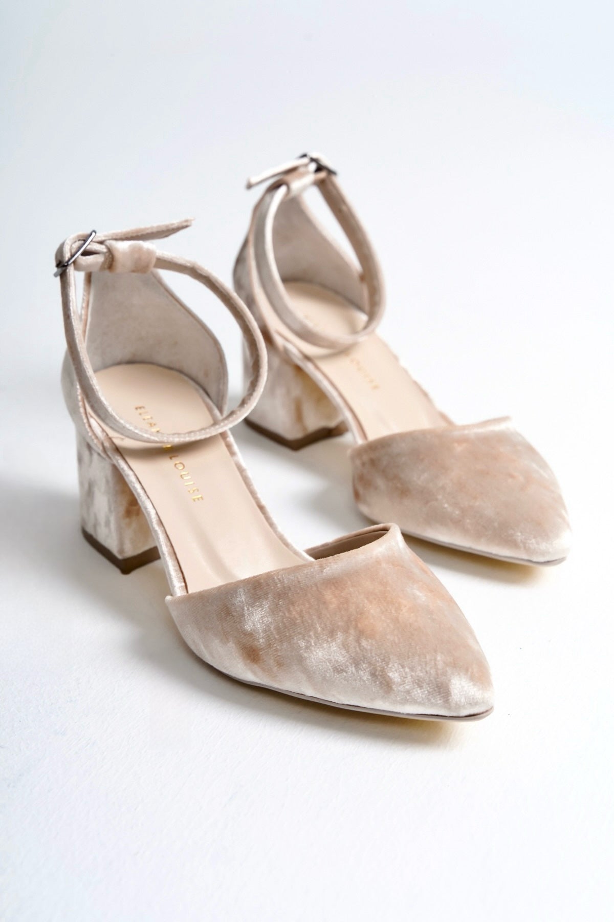 Jacqueline | Beige Velvet Mid Heels